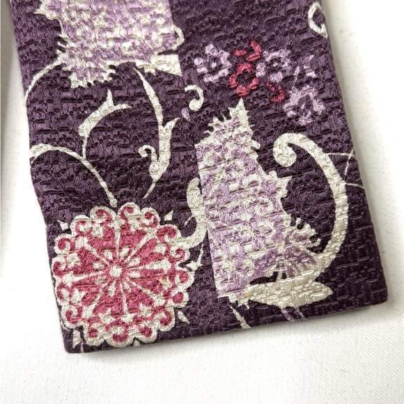 Linda Allard for Ellen Tracey Floral Purple Brocade Size 10 - Picture 5 of 7